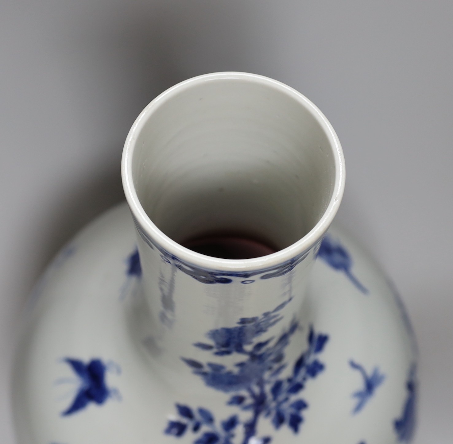 A large Chinese blue and white bottle vase, 46cms high